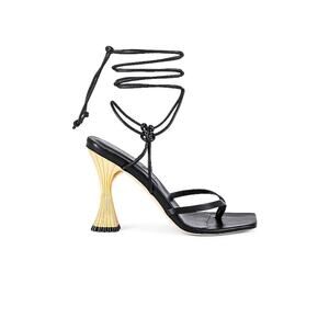 A'Mmonde Atelier 'Anastassia' Black Leather 100 Ankle Tie Heel Size 8